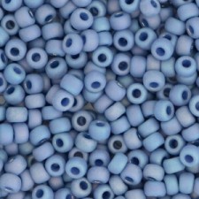Miyuki rocailles Perlen 8/0 - Opaque glazed frosted rainbow soft blue 8-4704